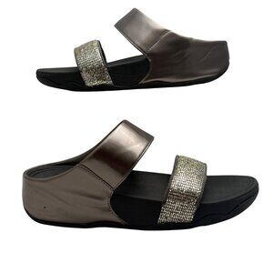 FitFlop Womens Sandals Size US 6 Metallic Bronze Slide Style Glitter Strap